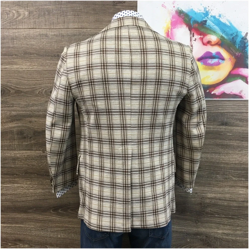 VINTAGE 70s Mens Blazer Sport Coat‎ Casual Jacket Size 40R Classic Button Suit - Picture 11 of 12